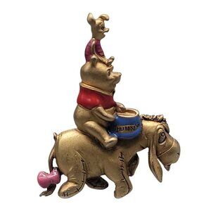 Disney Winnie the Pooh Pin Piglet Pooh Riding Eeyore 3D 1990s VIntage 100 Acre